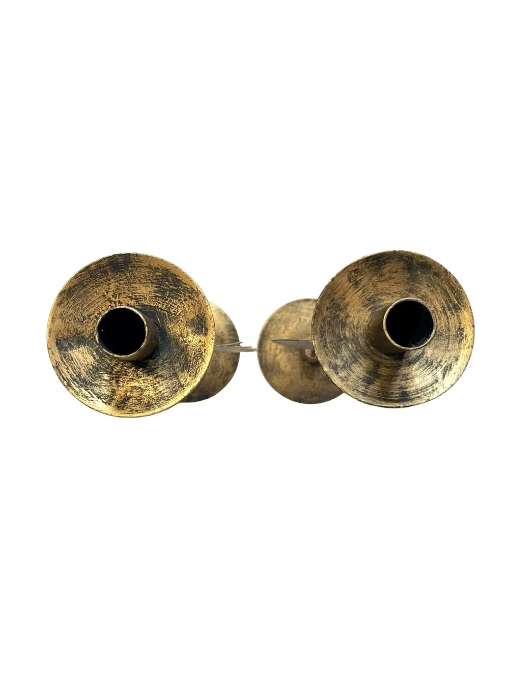 16” Celestial Sun Moon Star Brass Tone Taper Candle Holders Pair